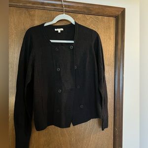 Eileen Fisher charcoal sweater. XL. Cropped, double breasted, EUC, cute!